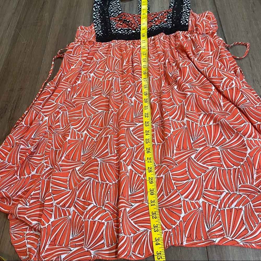 hazel Red Printed Mini Dress with Black Lace Trim - Picture 12 of 14